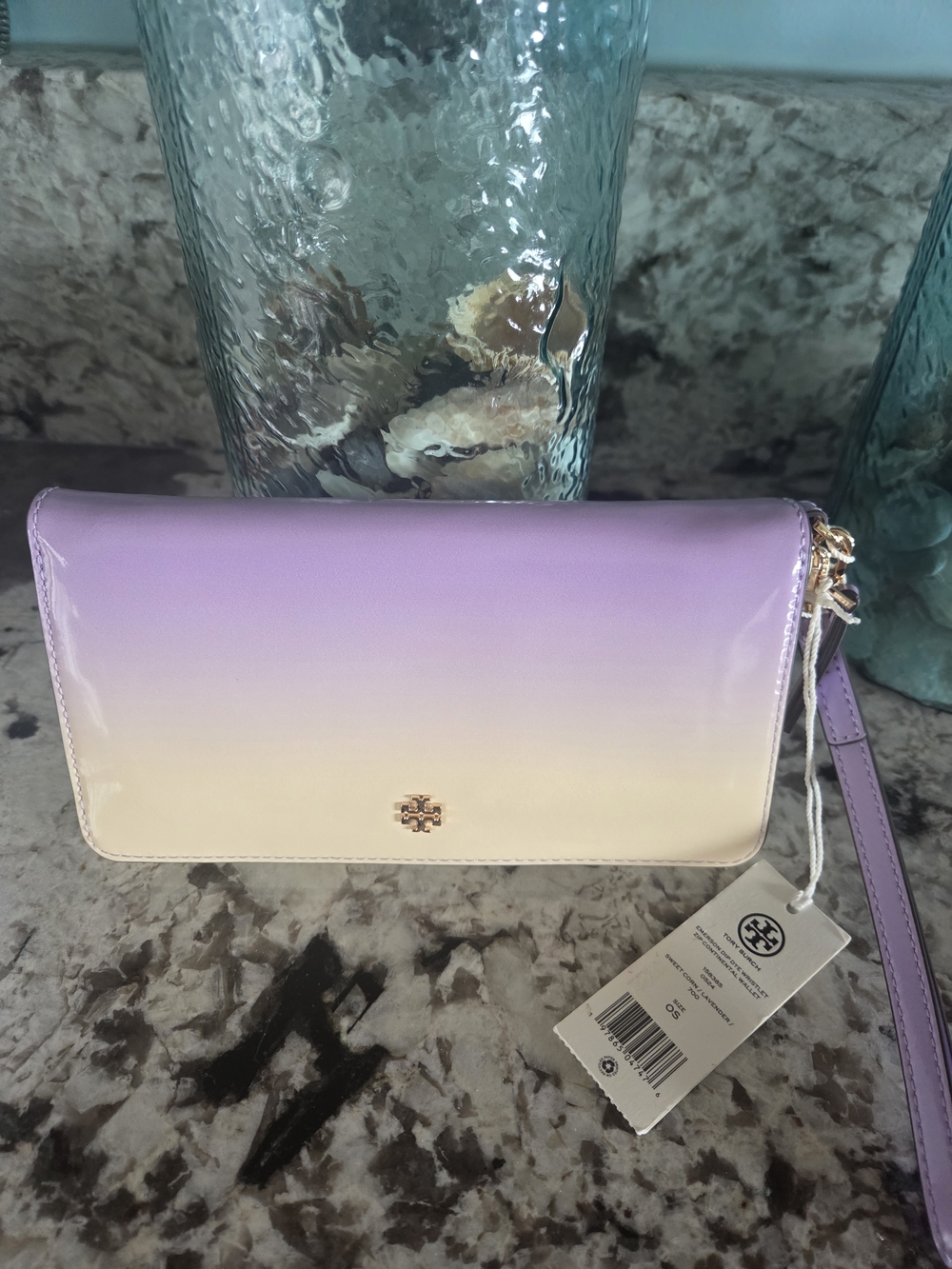 NWT Tory Burch Ombre Leather Wristlet - Lavender to Light Yellew